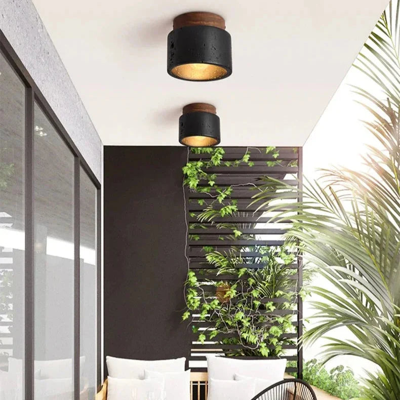 Plafonnier Travertin Noir — Pierre Naturelle LED
