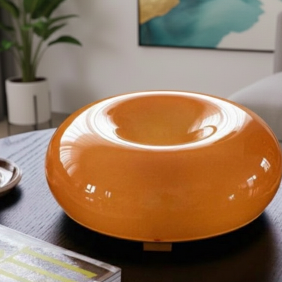 Lampe à Poser Design Donut - Verre Orange - Ø 30cm