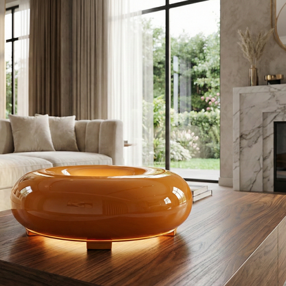 Lampe à Poser Design Donut - Verre Orange - Ø 30cm