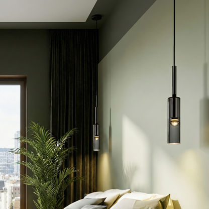 Suspension "La Nocturne" — Chevet Tube Cristal LED Tricolor Chambre Adulte | Linea Lumen