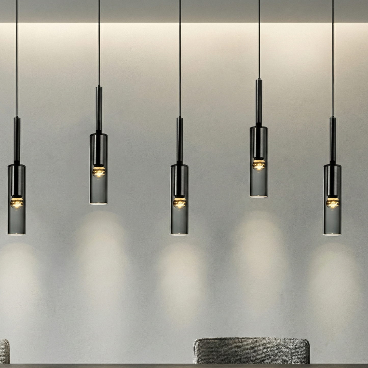 Suspension "La Nocturne" — Chevet Tube Cristal LED Tricolor Chambre Adulte | Linea Lumen