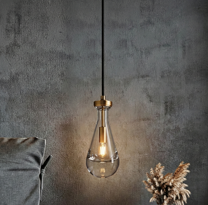 Suspension "La Parisienne" — Art Déco Verre Transparent & Cuivre Doré E14 | Linea Lumen