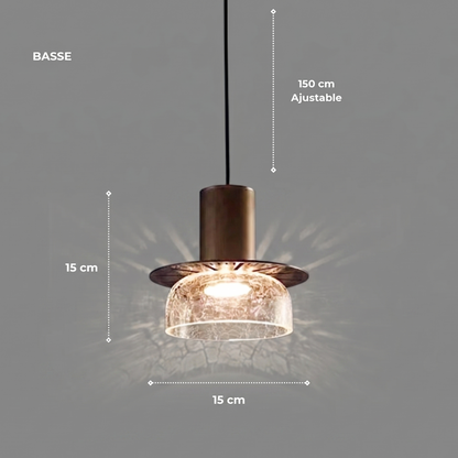 Suspension "La Globe d'Or" — Boule Verre Noir & Or LED Salon Salle à Manger | Linea Lumen