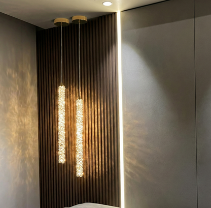 Suspension "La Cascade" — Cristal Facetté Dimmable Or Brossé 45/55/65 cm | Linea Lumen
