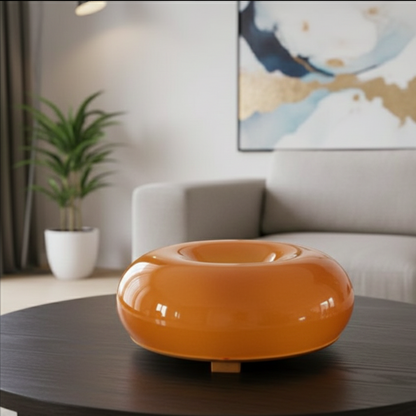Lampe à Poser Design Donut - Verre Orange - Ø 30cm