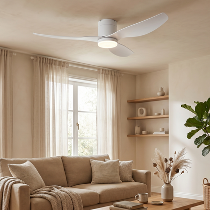 Ventilateur Plafond Ultra-plat 22cm LED 24W — Moteur Plat Silencieux — Total Blanc Mat