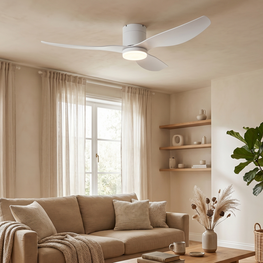 Ventilateur Plafond Ultra-plat 22cm LED 24W — Moteur Plat Silencieux — Total Blanc Mat
