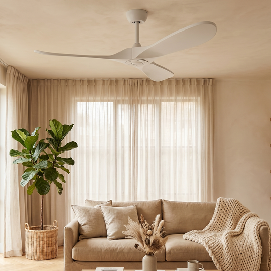 Ventilateur Plafond Vintage Industriel Sans LED — Moteur DC 35W — Total Blanc
