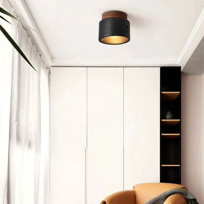 Plafonnier Travertin Noir — Pierre Naturelle LED