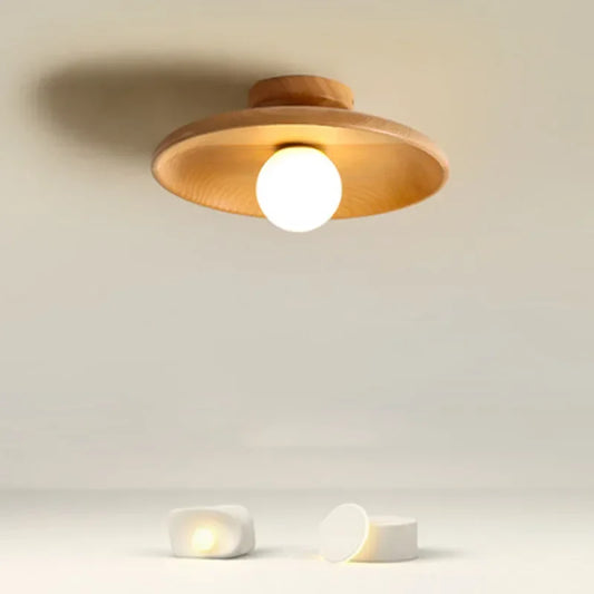Plafonnier Circulaire Bois — LED Nordique