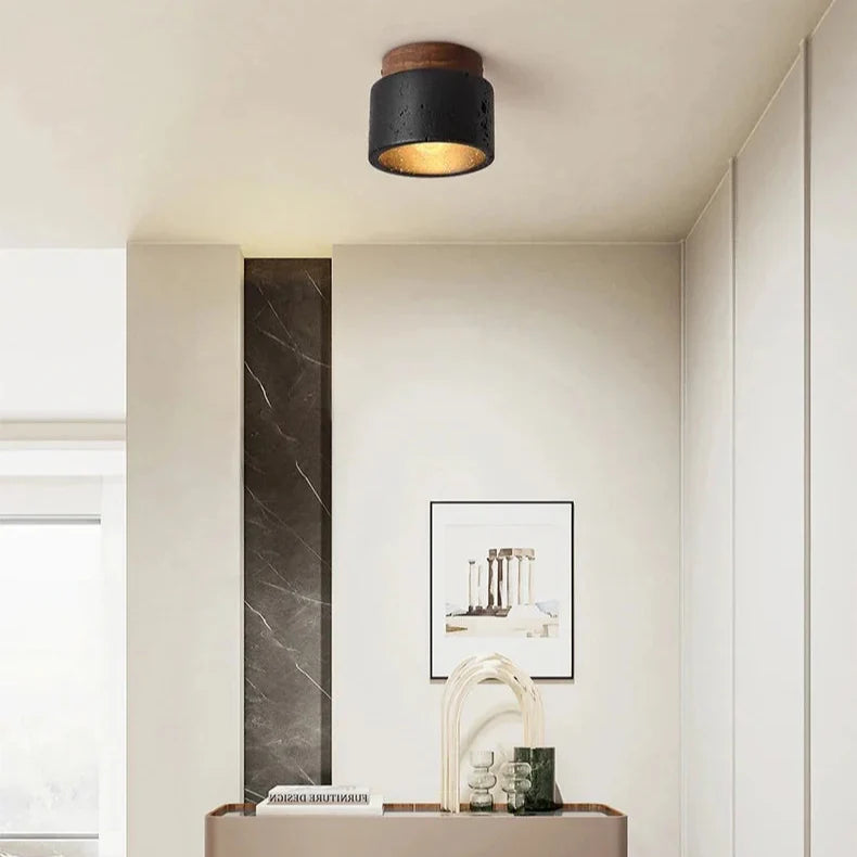 Plafonnier Travertin Noir — Pierre Naturelle LED