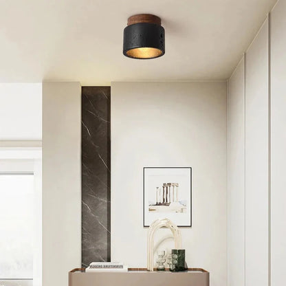 Plafonnier Travertin Noir — Pierre Naturelle LED