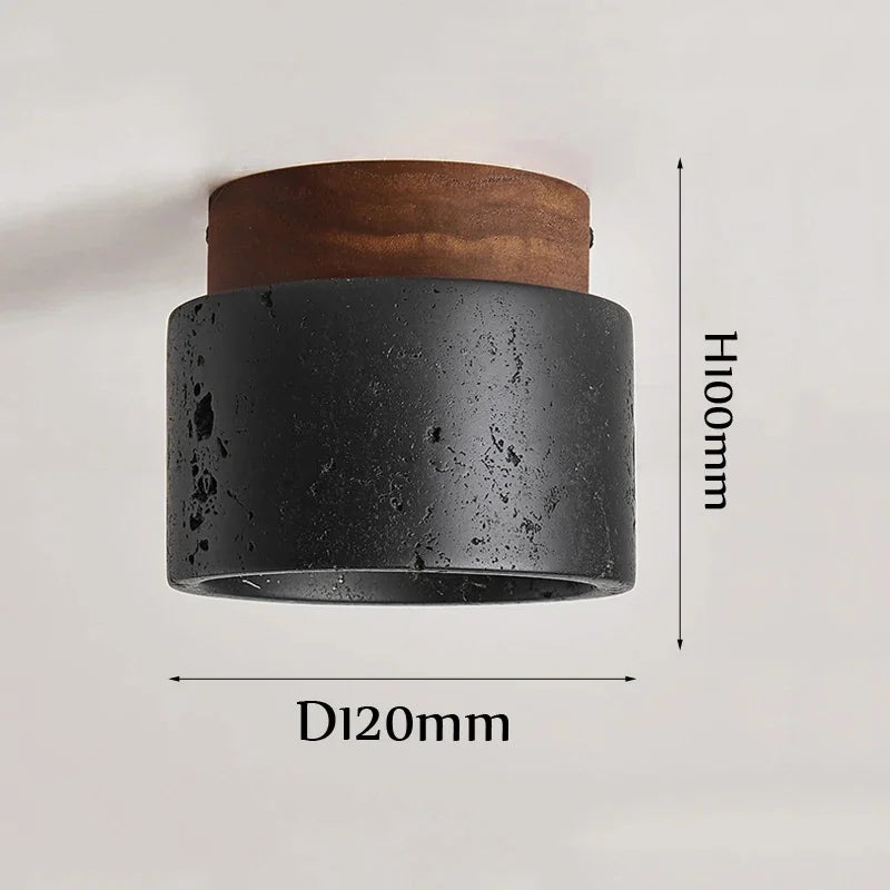 Plafonnier Travertin Noir — Pierre Naturelle LED