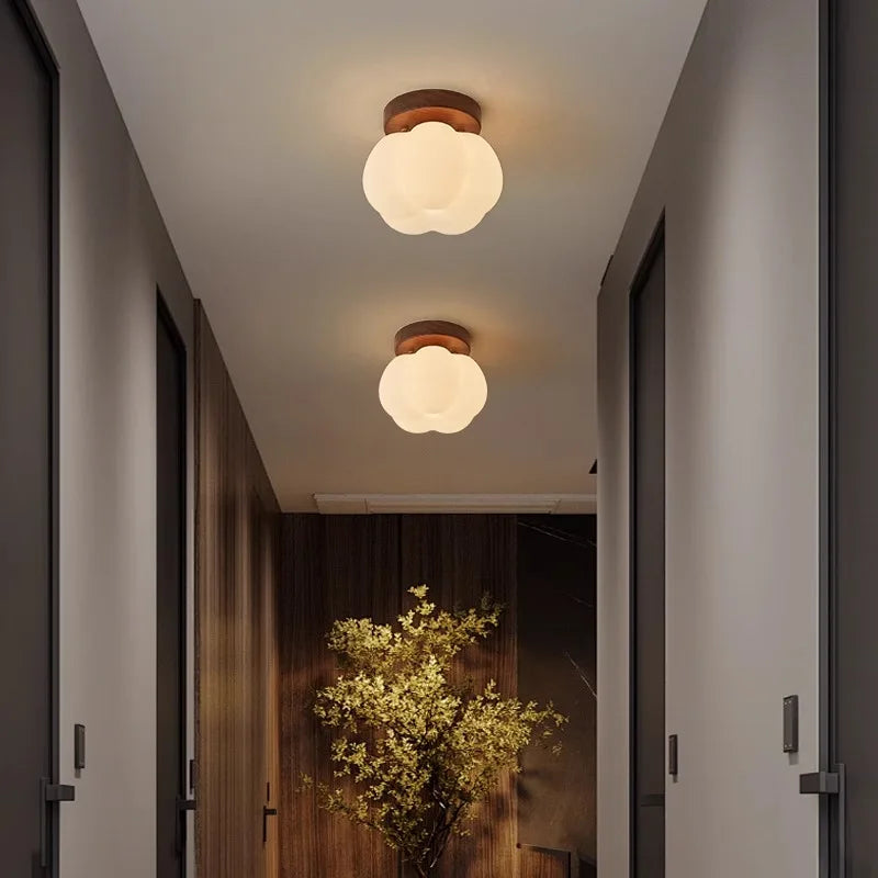 Plafonnier "La Citrouille" — Bois Sculpté LED
