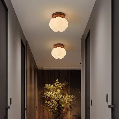 Plafonnier "La Citrouille" — Bois Sculpté LED