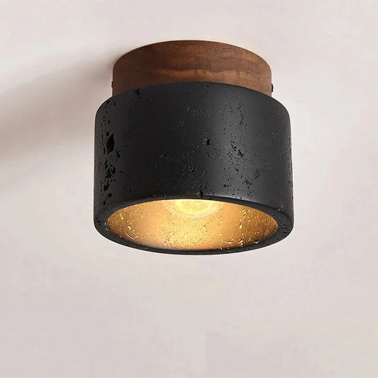 Plafonnier Travertin Noir — Pierre Naturelle LED