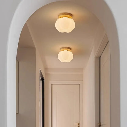 Plafonnier "La Citrouille" — Bois Sculpté LED