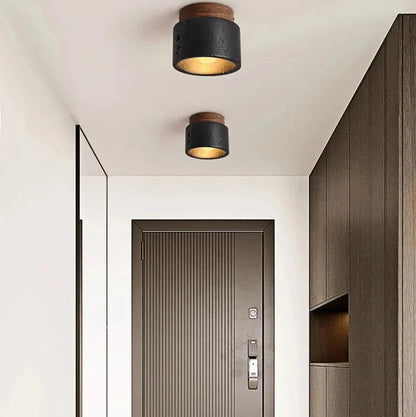 Plafonnier Travertin Noir — Pierre Naturelle LED