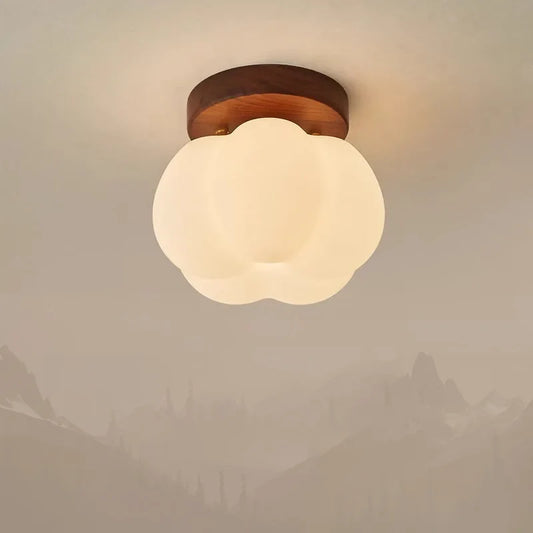 Plafonnier "La Citrouille" — Bois Sculpté LED