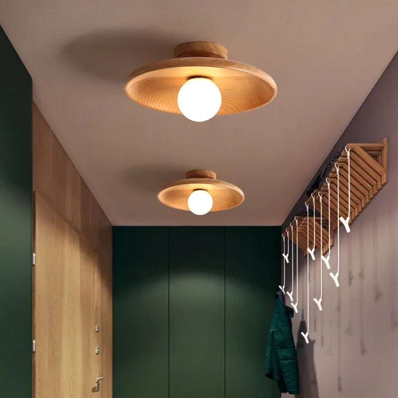 Plafonnier Circulaire Bois — LED Nordique
