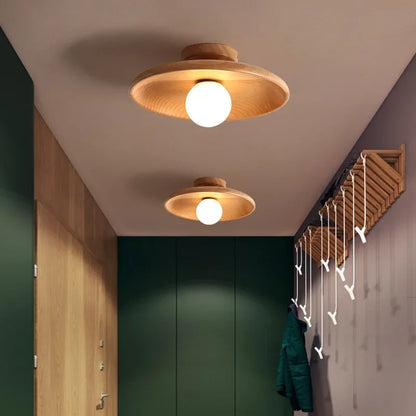 Plafonnier Circulaire Bois — LED Nordique
