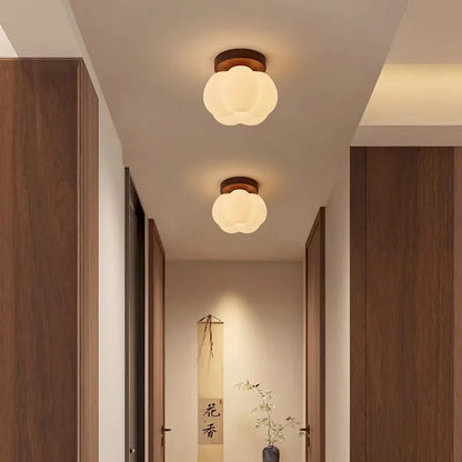 Plafonnier "La Citrouille" — Bois Sculpté LED