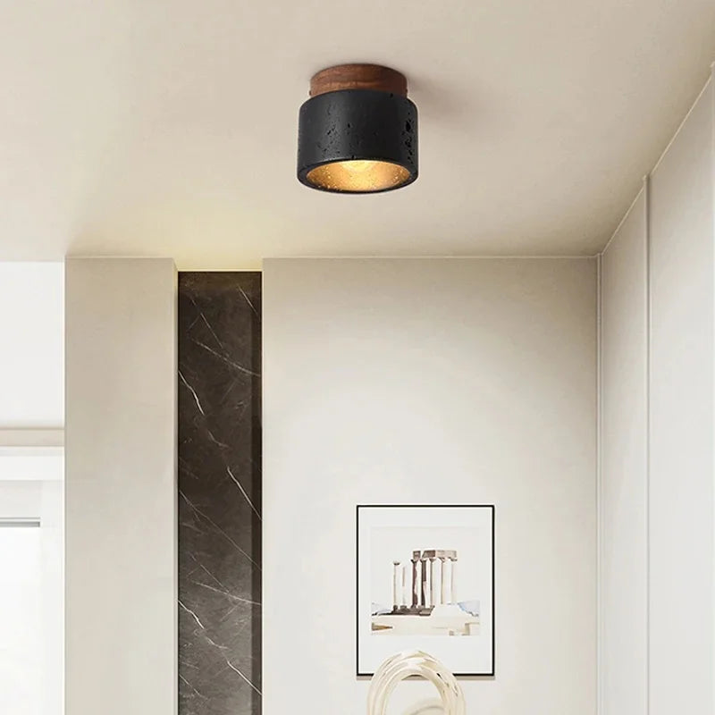 Plafonnier Travertin Noir — Pierre Naturelle LED