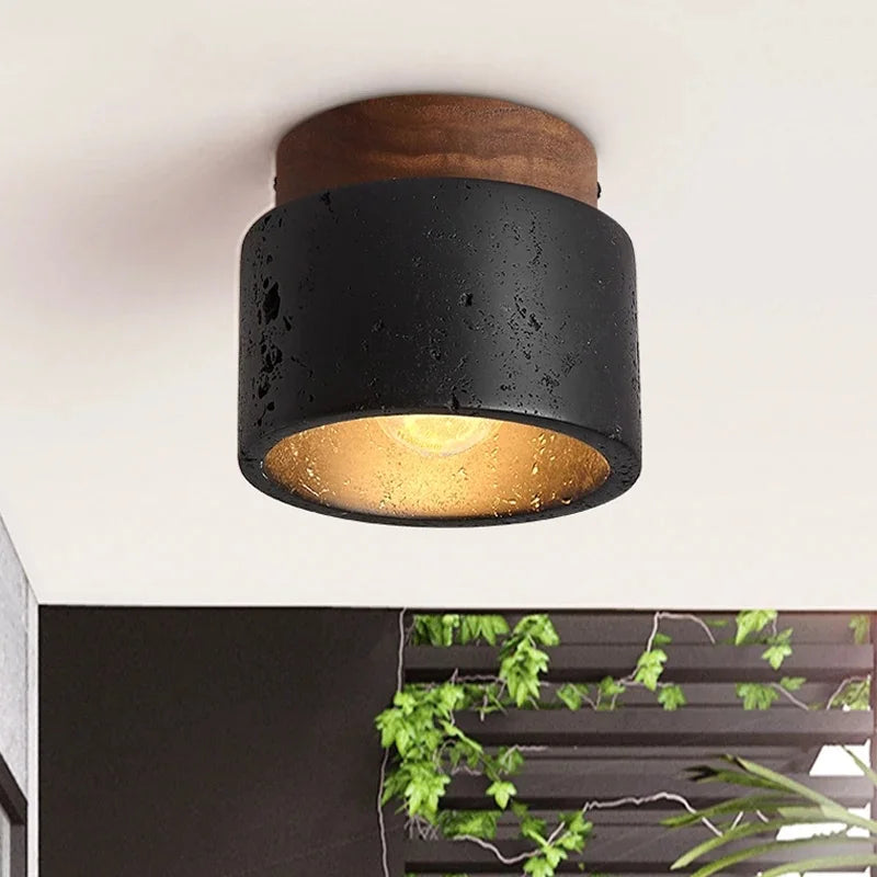 Plafonnier Travertin Noir — Pierre Naturelle LED