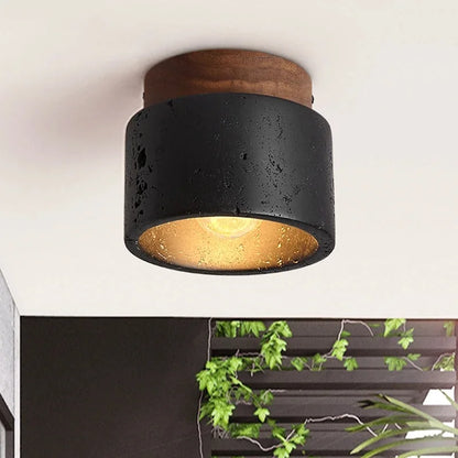 Plafonnier Travertin Noir — Pierre Naturelle LED