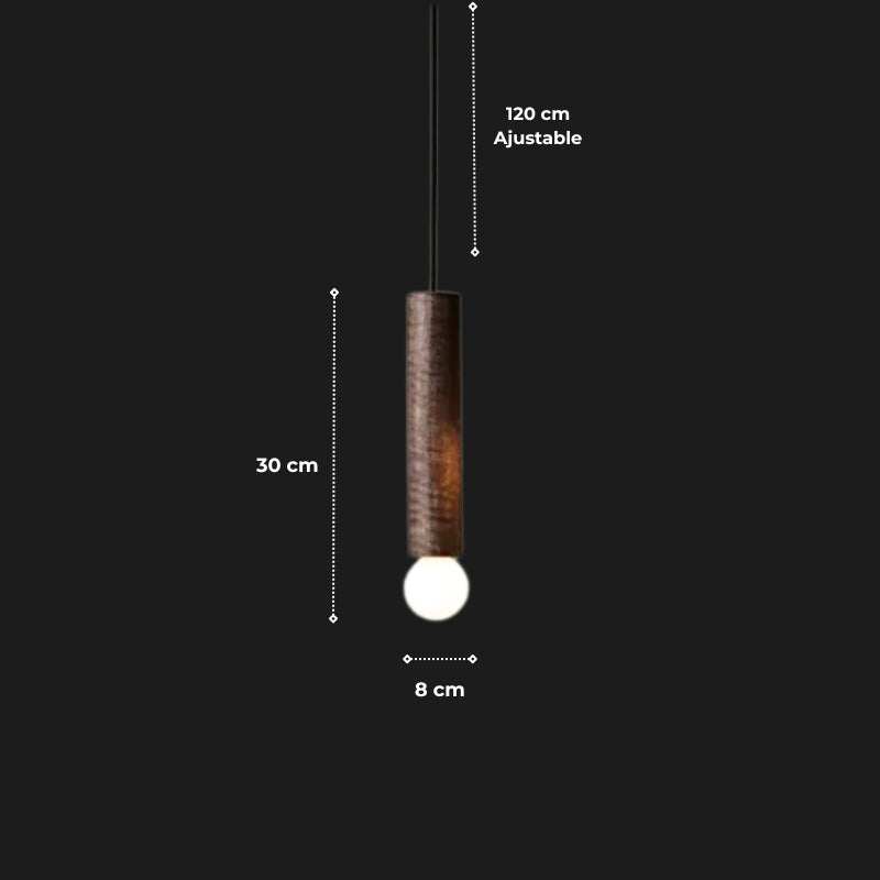 Suspension "Le Cylindre" — Tube Bois Massif Japandi Naturel ou Noyer 3 Hauteurs | Linea Lumen