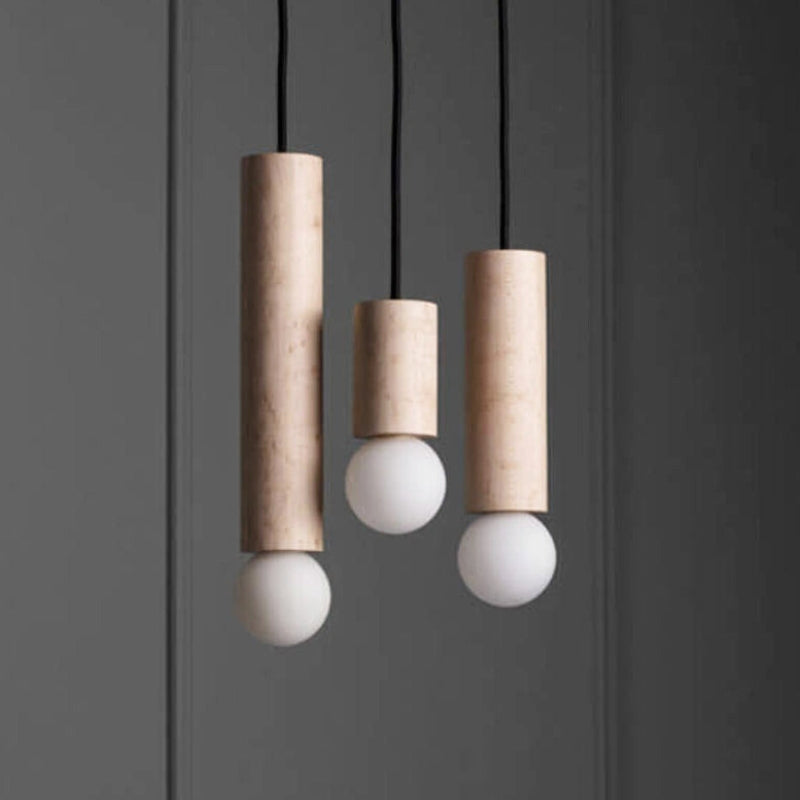 Suspension "Le Cylindre" — Tube Bois Massif Japandi Naturel ou Noyer 3 Hauteurs | Linea Lumen