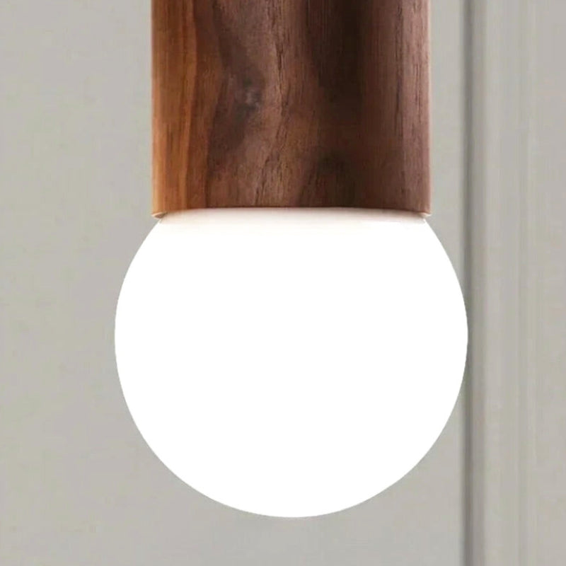 Suspension "Le Cylindre" — Tube Bois Massif Japandi Naturel ou Noyer 3 Hauteurs | Linea Lumen