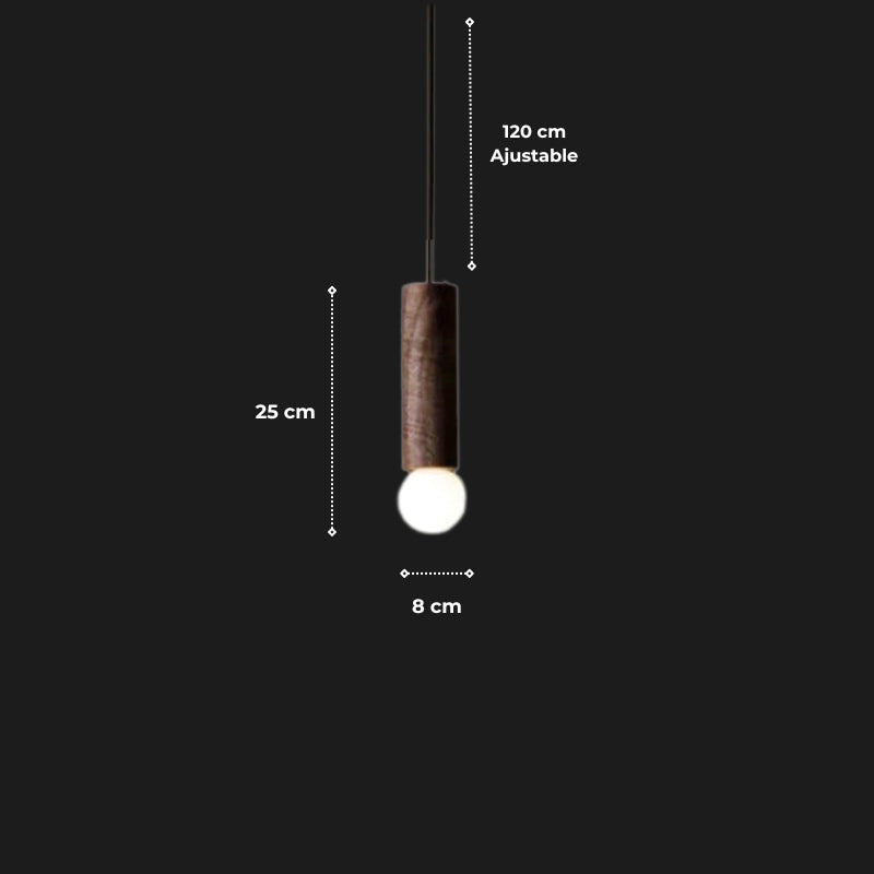 Suspension "Le Cylindre" — Tube Bois Massif Japandi Naturel ou Noyer 3 Hauteurs | Linea Lumen