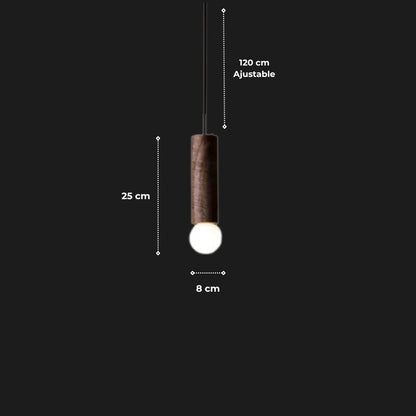 Suspension "Le Cylindre" — Tube Bois Massif Japandi Naturel ou Noyer 3 Hauteurs | Linea Lumen