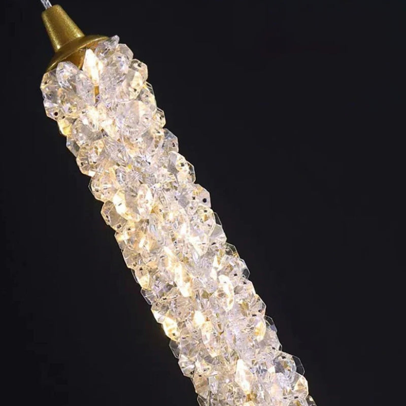 Suspension "La Cascade" — Cristal Facetté Dimmable Or Brossé 45/55/65 cm | Linea Lumen