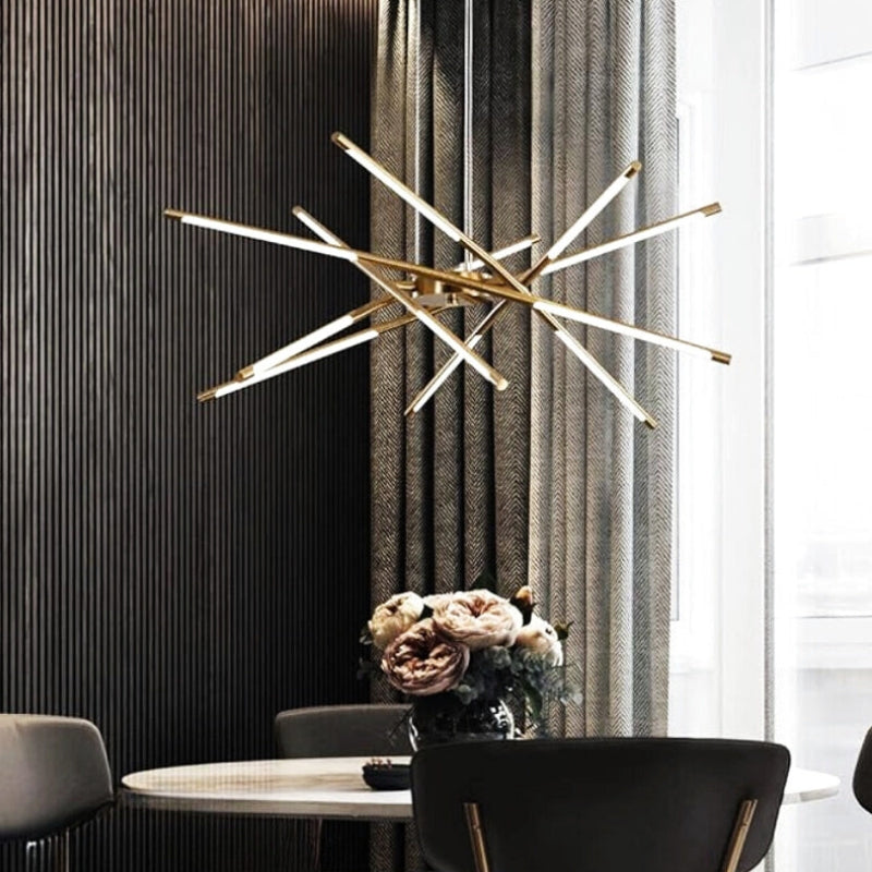 Suspension "Le Sputnik Doré" — Lustre LED Doré Dimmable Sputnik Salle à Manger | Linea Lumen