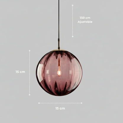 Suspension "La Cannelée" — Boule Verre Soufflé Cannelé Coloré E14 Ø 15/20 cm | Linea Lumen