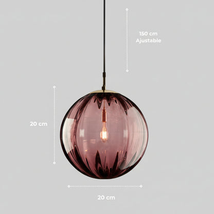 Suspension "La Cannelée" — Boule Verre Soufflé Cannelé Coloré E14 Ø 15/20 cm | Linea Lumen