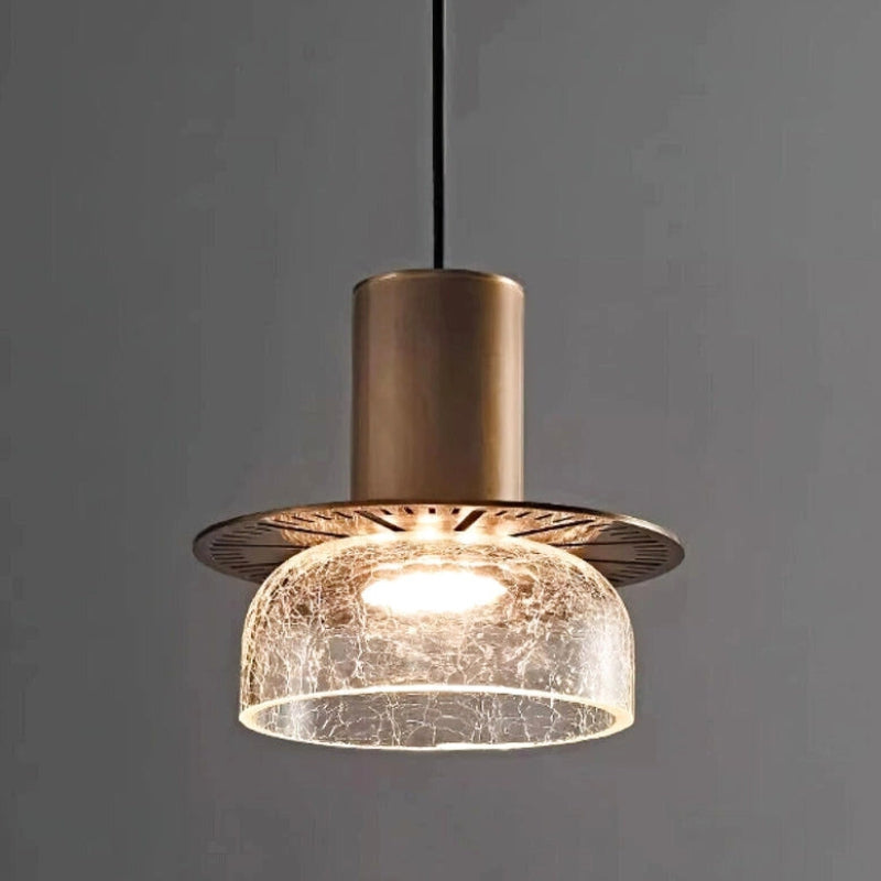 Suspension "La Globe d'Or" — Boule Verre Noir & Or LED Salon Salle à Manger | Linea Lumen
