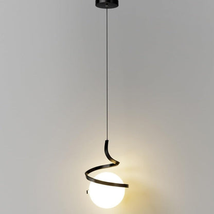 Suspension "L'Orbitale" — Globe Spirale Métal LED Tricolor Ø 18 cm Noir Or Blanc | Linea Lumen