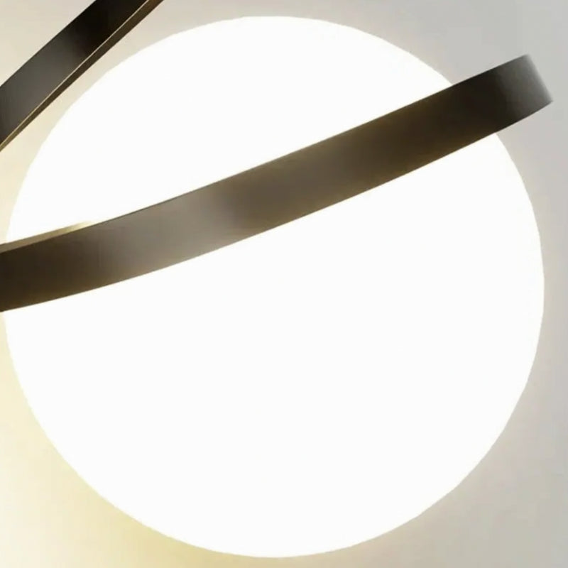 Suspension "L'Orbitale" — Globe Spirale Métal LED Tricolor Ø 18 cm Noir Or Blanc | Linea Lumen