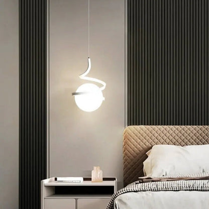 Suspension "L'Orbitale" — Globe Spirale Métal LED Tricolor Ø 18 cm Noir Or Blanc | Linea Lumen