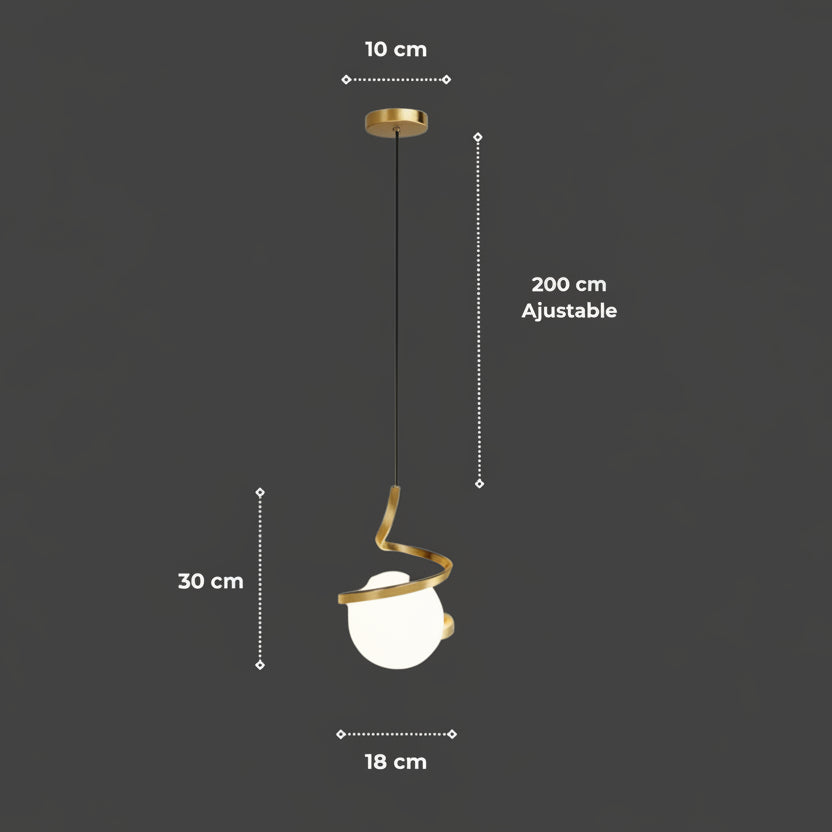 Suspension "L'Orbitale" — Globe Spirale Métal LED Tricolor Ø 18 cm Noir Or Blanc | Linea Lumen