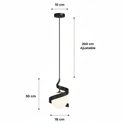 Suspension "L'Orbitale" — Globe Spirale Métal LED Tricolor Ø 18 cm Noir Or Blanc | Linea Lumen