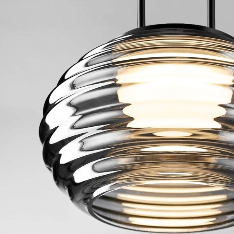 Suspension "La Conviviale" — Verre Soufflé Cannelé Design Moderne Salle à Manger | Linea Lumen