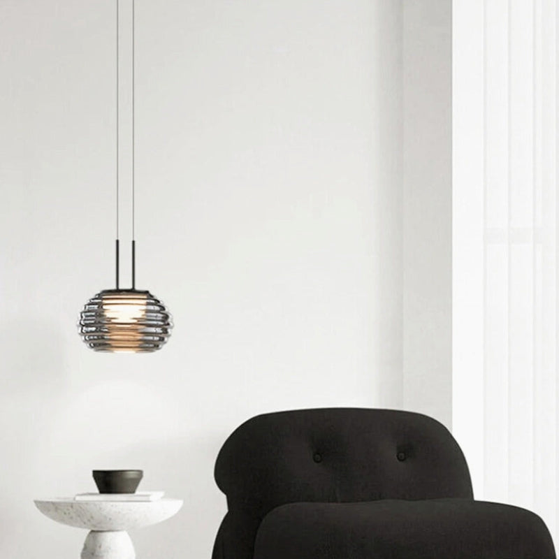 Suspension "La Conviviale" — Verre Soufflé Cannelé Design Moderne Salle à Manger | Linea Lumen