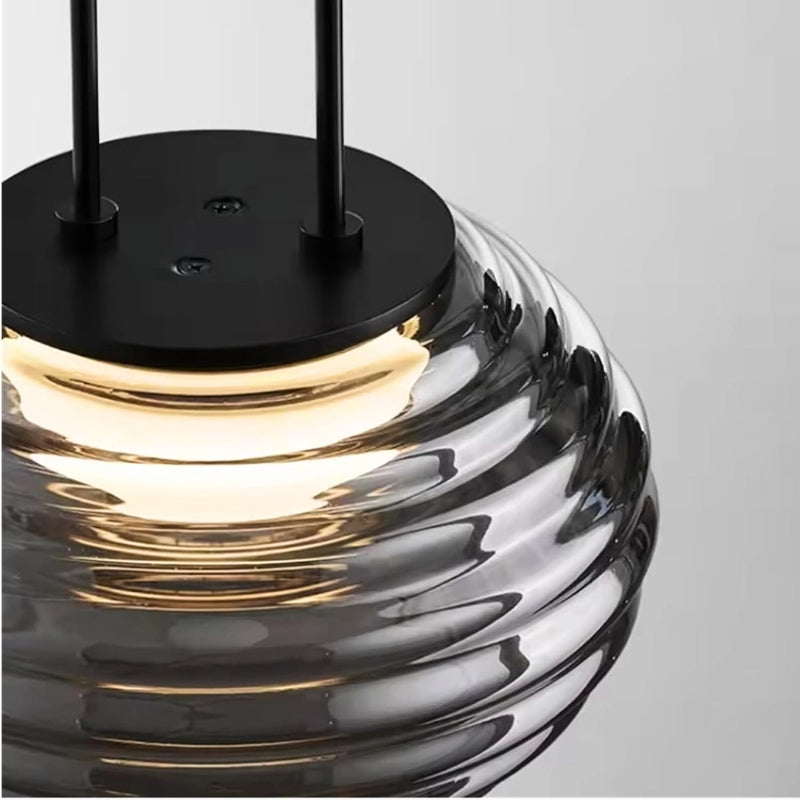 Suspension "La Conviviale" — Verre Soufflé Cannelé Design Moderne Salle à Manger | Linea Lumen