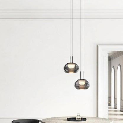 Suspension "La Conviviale" — Verre Soufflé Cannelé Design Moderne Salle à Manger | Linea Lumen