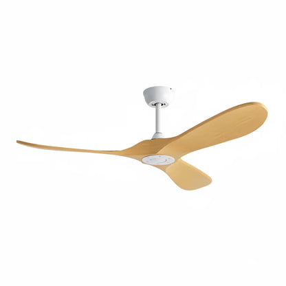 Ventilateur Plafond Vintage Industriel Sans LED — Moteur DC 35W — Blanc & Bois Naturel
