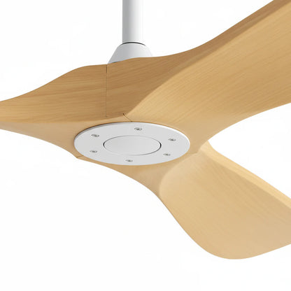 Ventilateur Plafond Vintage Industriel Sans LED — Moteur DC 35W — Blanc & Bois Naturel